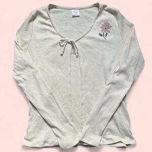 Cream and Pink Flower Cardigan and Cami Set